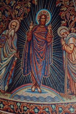 Mosaic of jesus christ with two figures